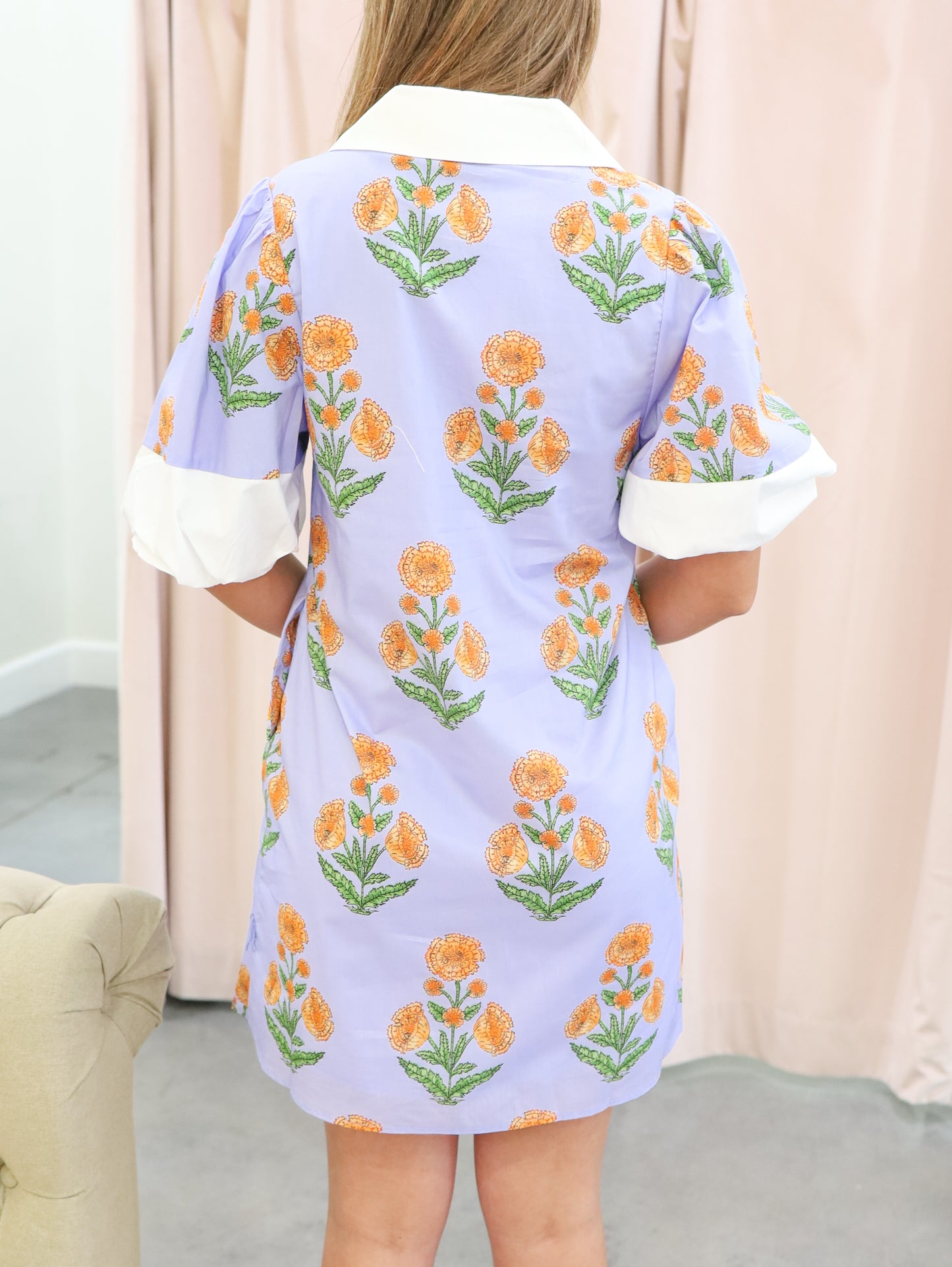 Amelia Floral V-Neck Puff Sleeve Dress