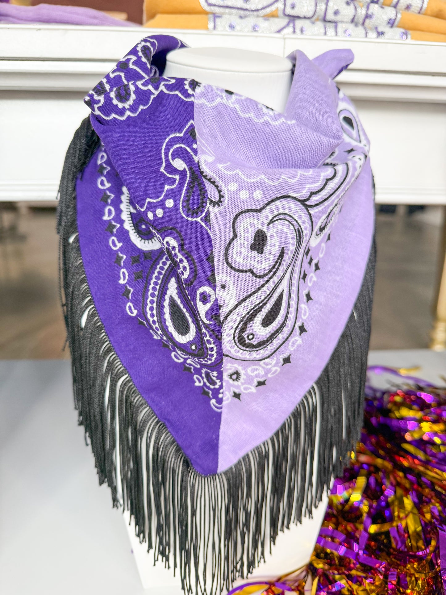 Sadie Black Fringe Bandana