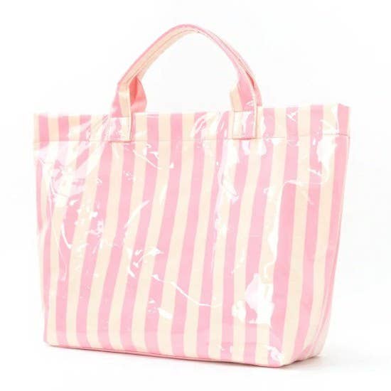Striped Vinyl Tote Bags