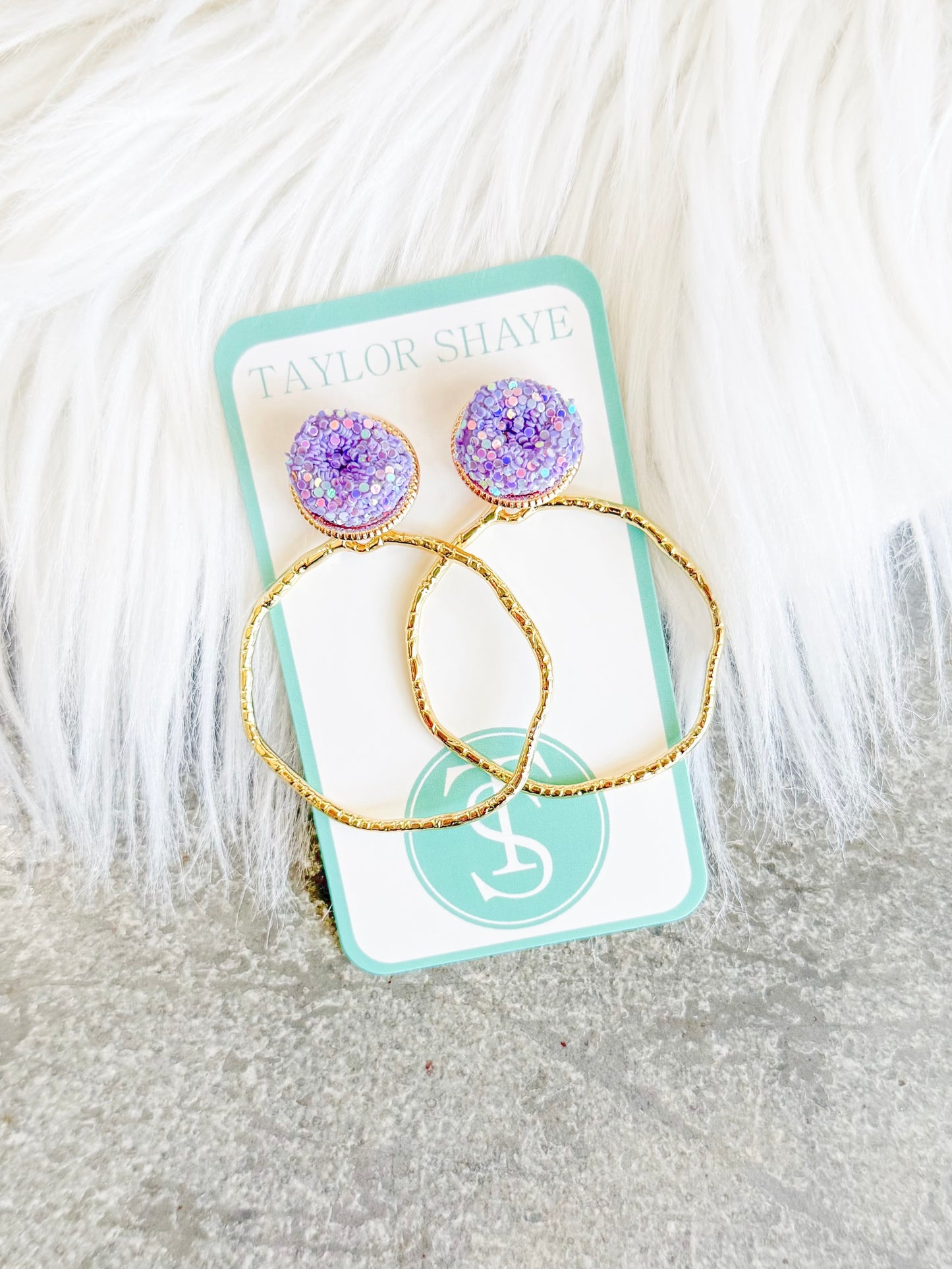 Glitter Top Round Hoops