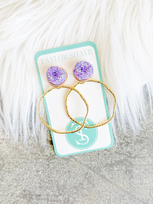 Glitter Top Round Hoops