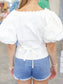 Polly Puff Sleeve Pearl Button Blouse