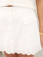 Button Front Scalloped Eyelet Skirt