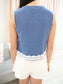 Contrast Embroidery Vest Top
