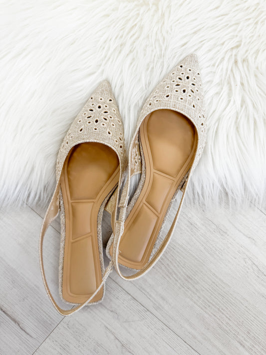 Linen Sling Back Flats