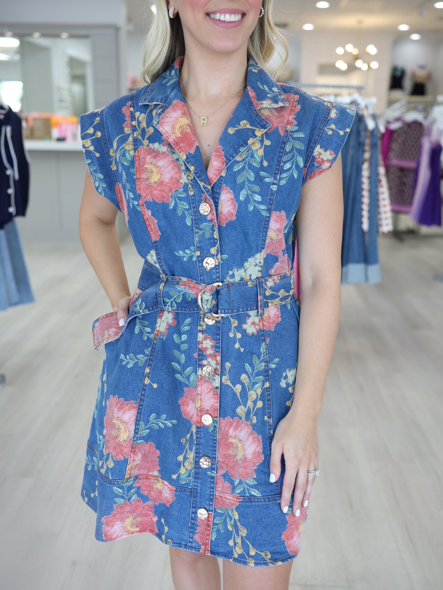 Oaklee Floral Denim Dress