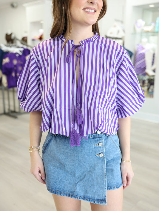 Laurie Bubble Hem Striped Top