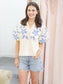 Cami Floral Embroidered Puff Sleeve Top