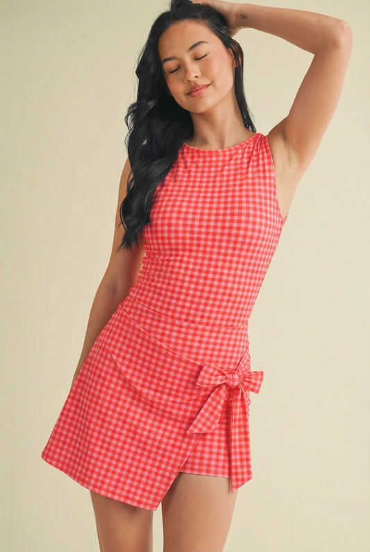 Gingham Print Romper
