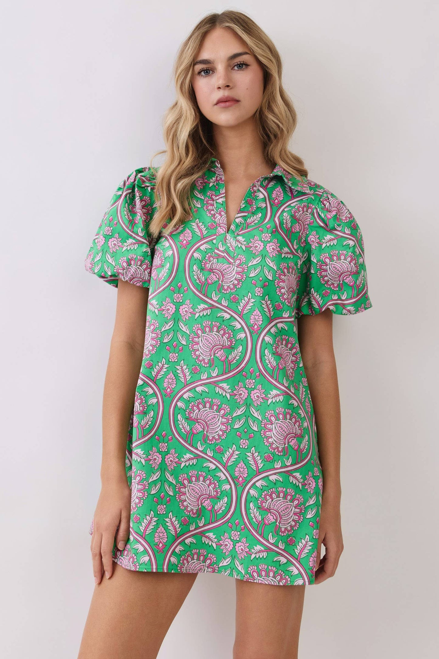 Paisley Puff Sleeve Dress