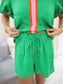 Puff Sleeve Stripe Top & Short Set
