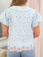 Hayden Embroidered Floral Bubble Sleeve Blouse