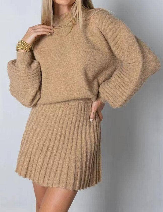 Pullover Sweater Dress & Mini Skirt Set
