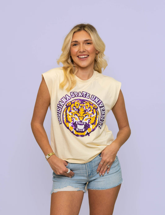 LSU Sequin Boxy Tank