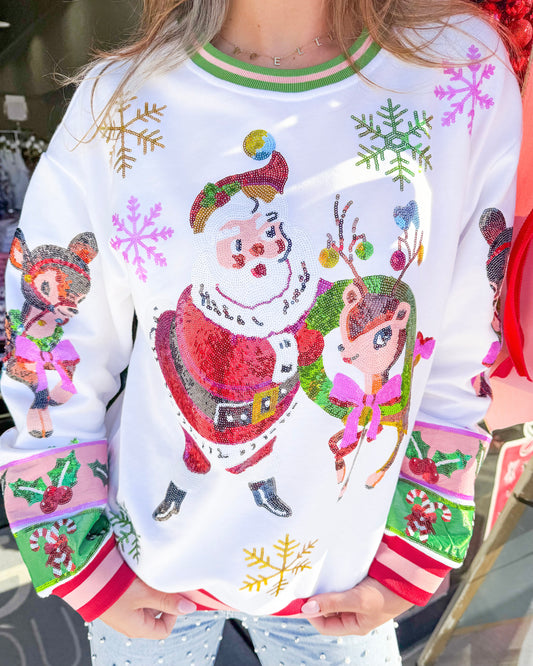 Retro Santa & Reindeer Sweatshirt