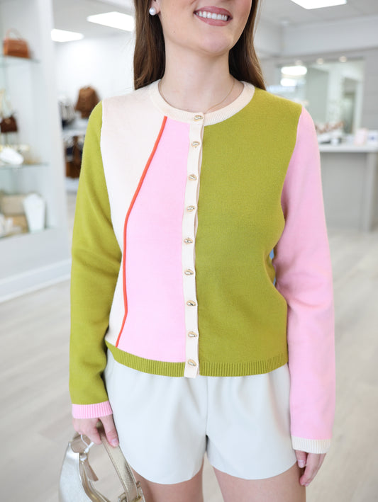 Chanel Color Block Cardigan