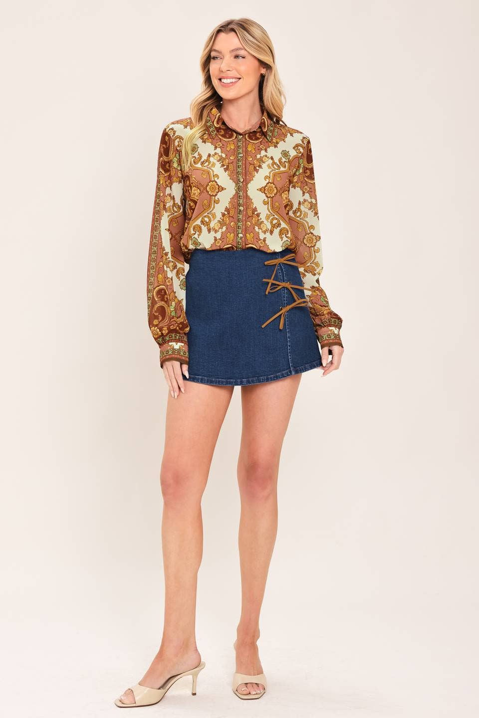 Whitnee Printed Collared Top