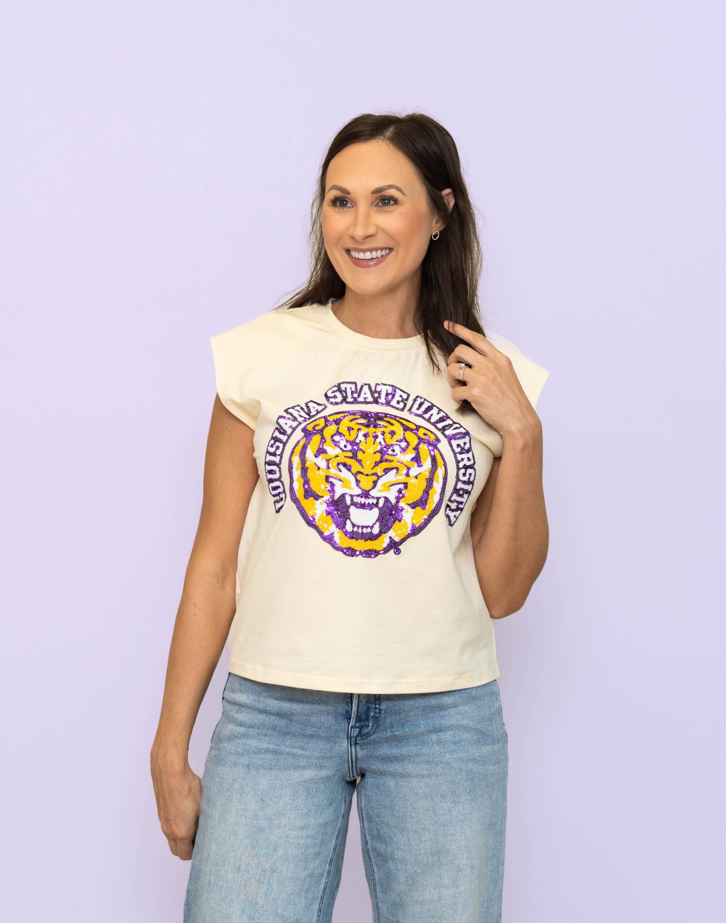 LSU Sequin Boxy Tank