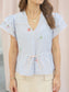 Bianca Embroidered Peplum Top With Contrast Piping