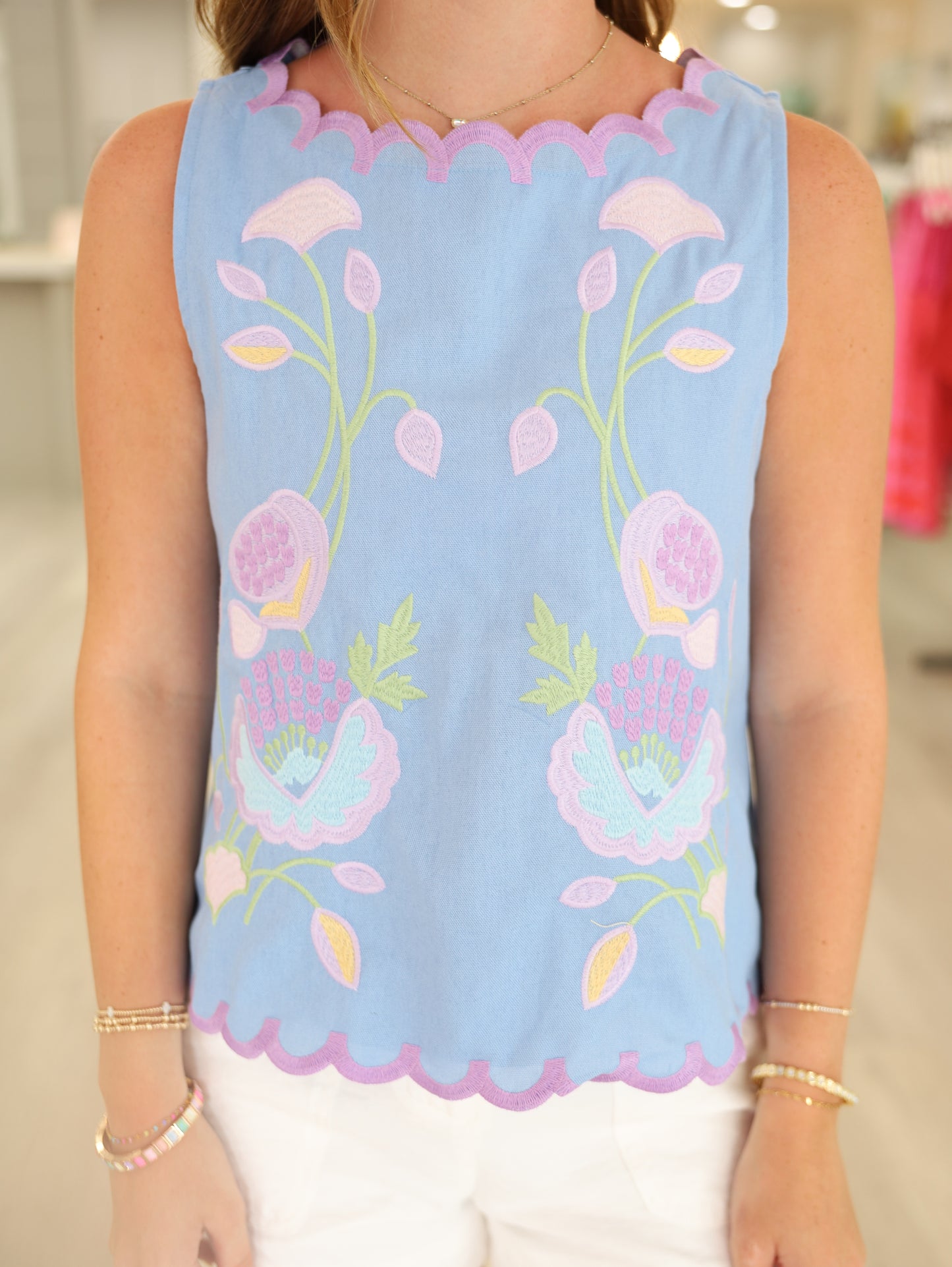 Anne Floral Scalloped Tank