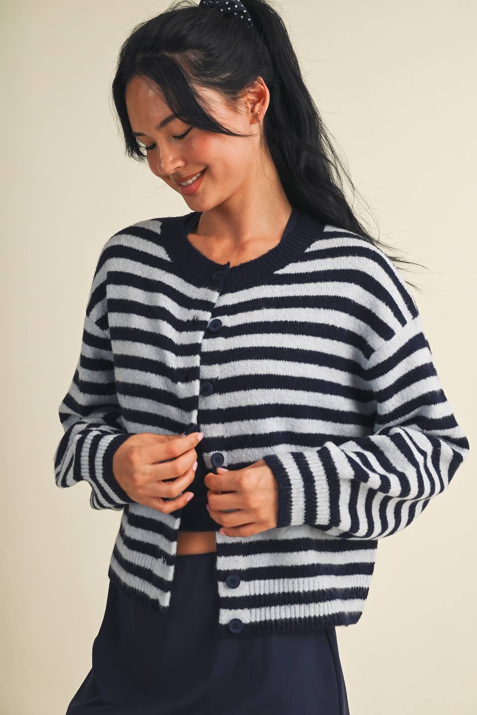 Heather Striped Cardigan Sweater