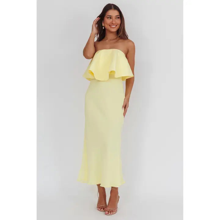 Georgie Ruffle Overlay Strapless Maxi Dress