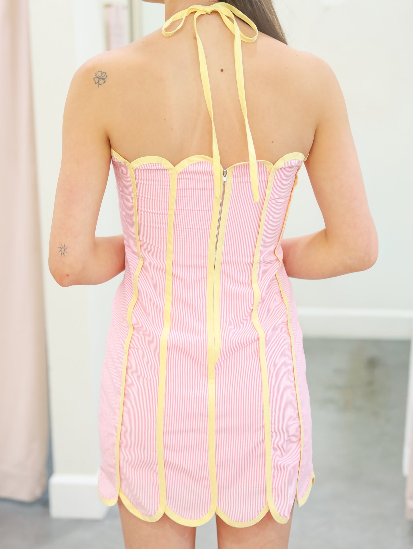 Contrast Piping Halter Dress