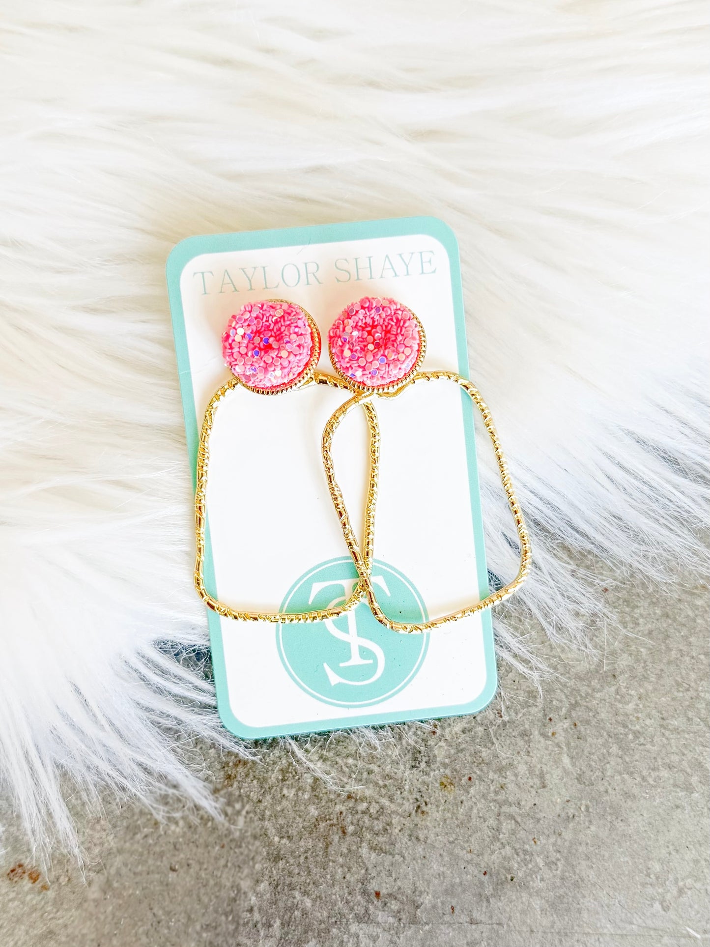 Glitter Top Rectangle Hoops