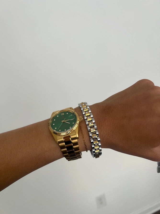 Diamond Two Toned Watch Bracelet
