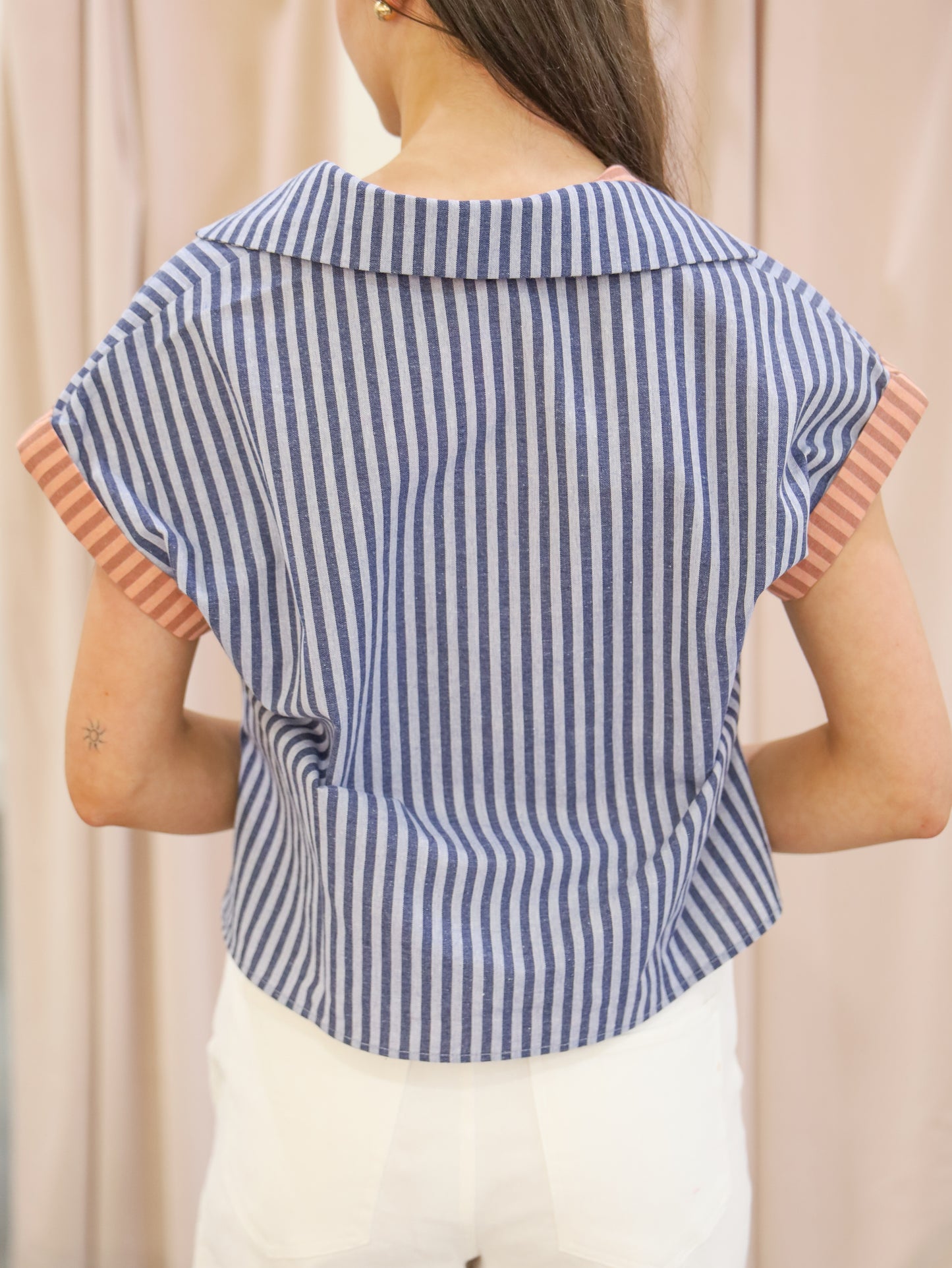 Tessa Short Sleeve Striped V-Neck Top