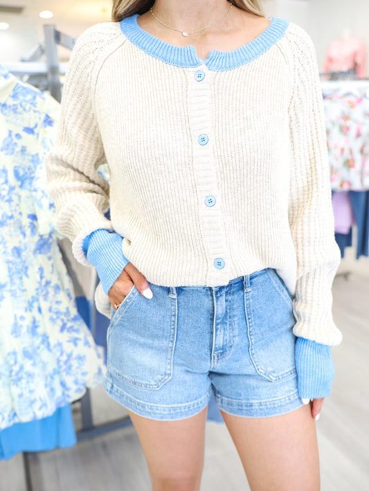 Ribbed Button Down Casual Cardigan
