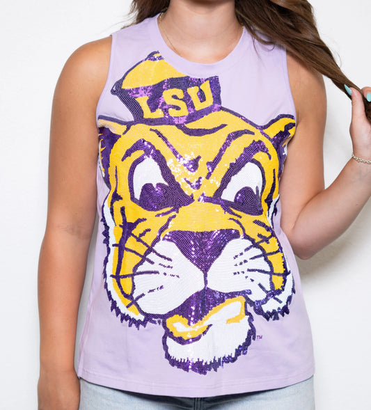 Sequin Full Face Tiger Tank