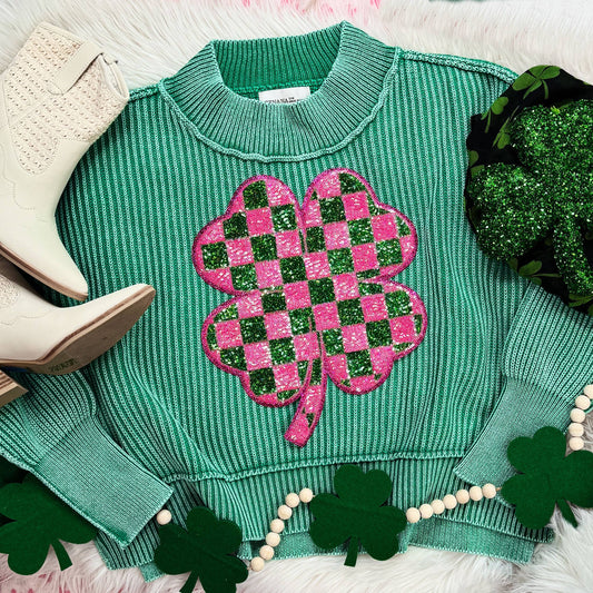 Shamrock Sequin Patch Sweater