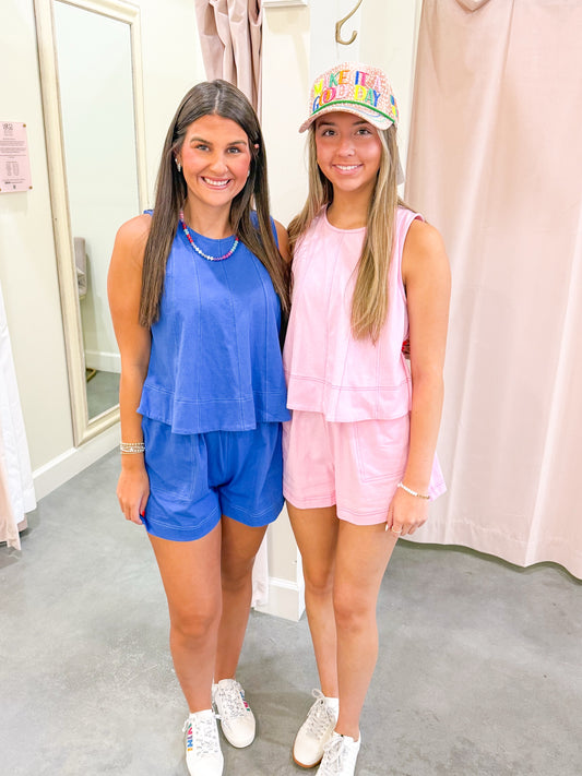 Carrie Contrast Stitch Top & Shorts Set