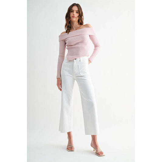H/R Wide Leg Cropped Hem