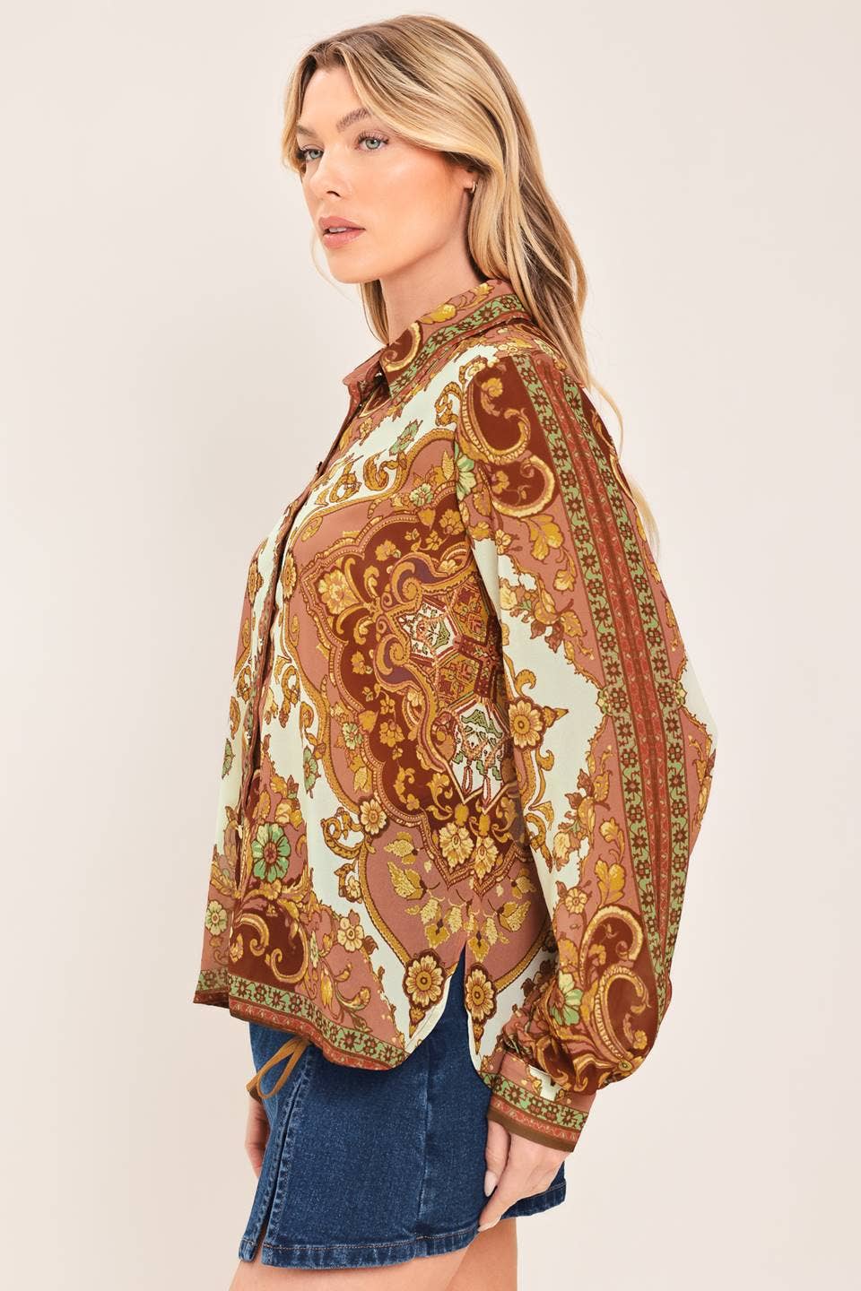 Whitnee Printed Collared Top