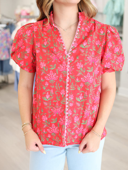 Cherry Floral Top