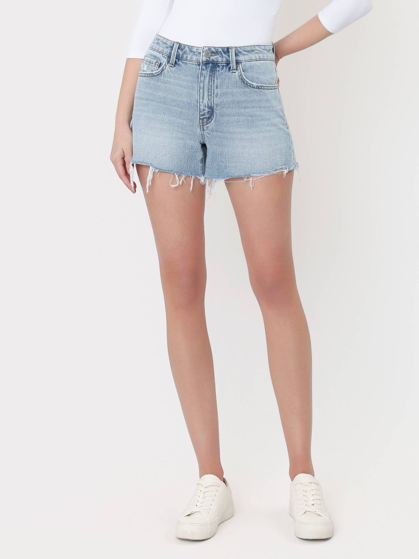 Distressed Hem Denim Short