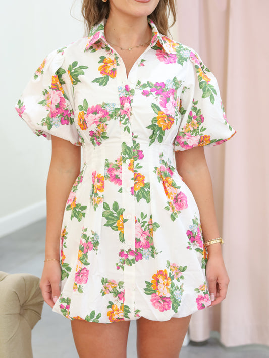 Olivia Floral Puff Sleeve Mini Dress