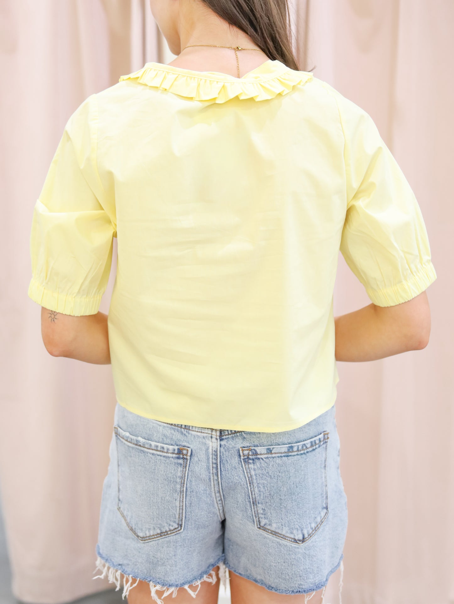Cate Ruffle Collar Button Down Blouse