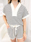 Half Zip Striped Short Set