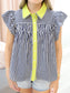 Maggie Striped Contrast Collar Ruffle Sleeve Top