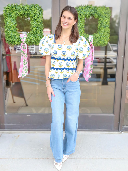 Paige Floral Print Layered Ruffle Ric Raff Top