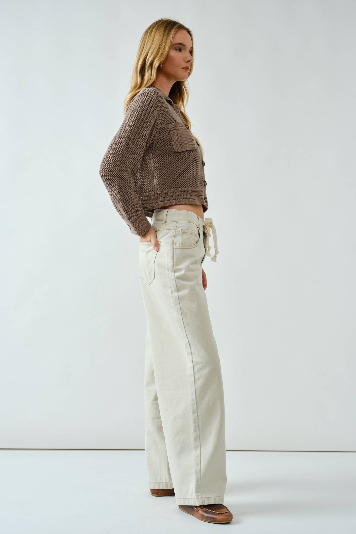 Drawstring Waist Straight Jeans