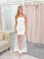 Sheer Skirt Panel Strapless Dress