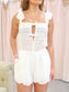 Rylie Front Tie Eyelet Sleeveless Romper
