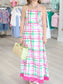 Plaid Fringe Hem Maxi Dress