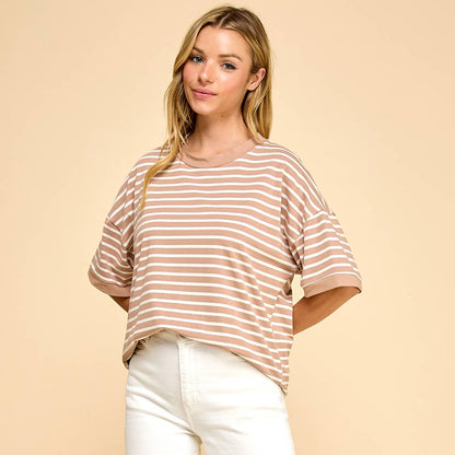 Striped Knit Top Casual Relaxed Fit