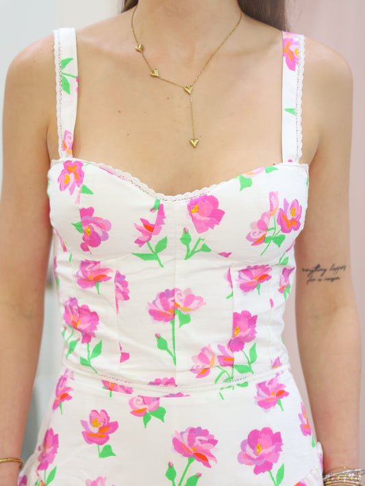Lillian Floral Crop Top & Mini Skirt Set