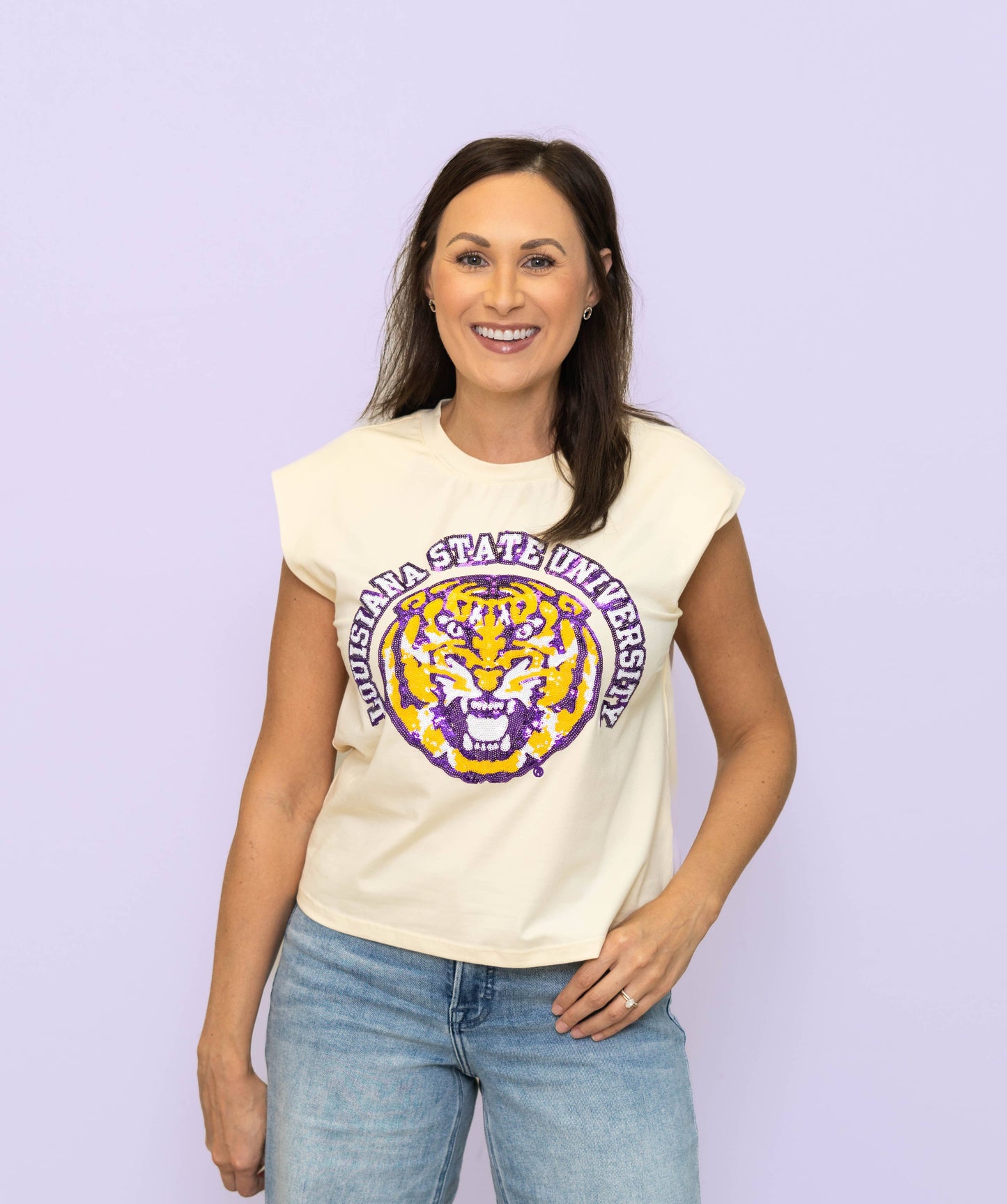 LSU Sequin Boxy Tank